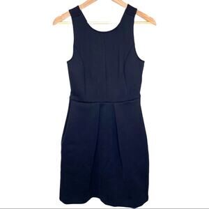 Madewell Pleated Scuba Dress with Pockets Black 6